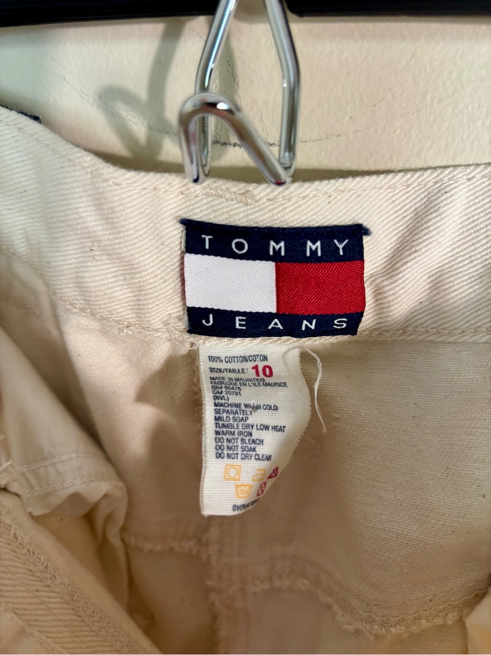 Tommy Hilfiger Vintage 90s Logo Ivory Denim Mini Skirt Size 10 - Picture 4 of 9
